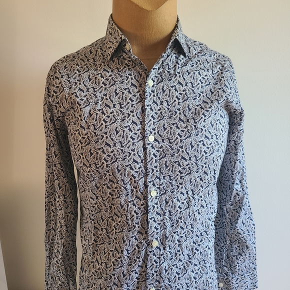 ☮️JOHN LENNON Elegant Navy Paisley Men's Shirt - Picture 4 of 11